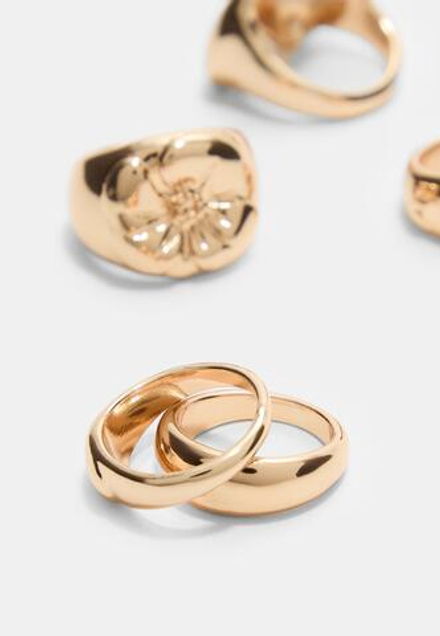 STRADIVARIUS Набор из 5 колец в виде цветов и сердец, золотой