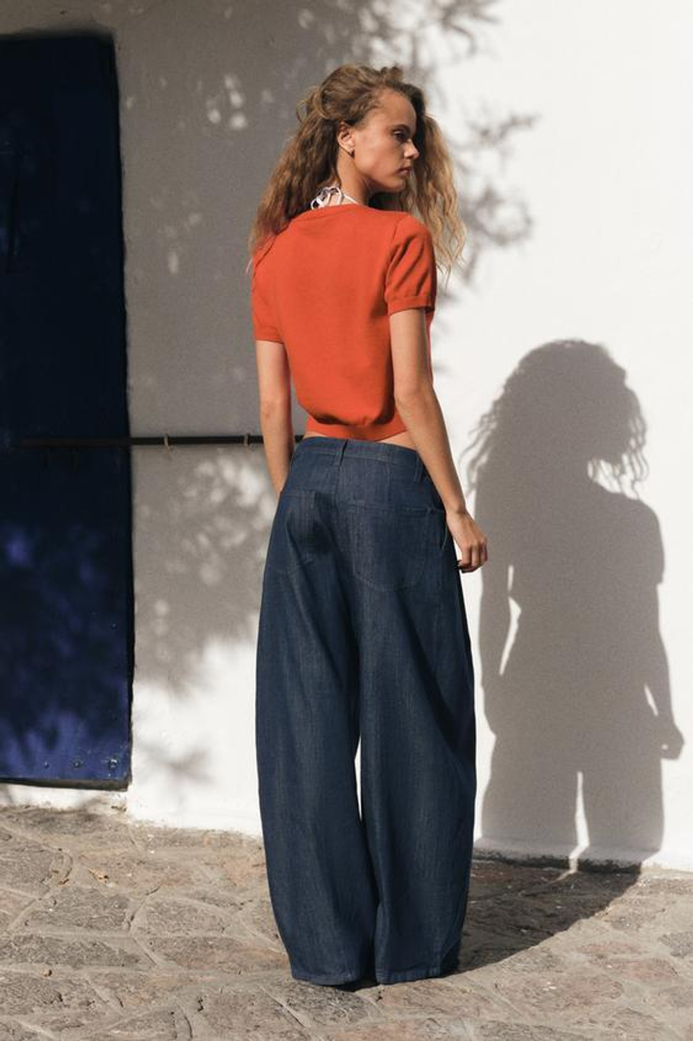 ZARA КАРДИГАН С УЗОРОМ «РОМБЫ», ОРАНЖЕВЫЙ