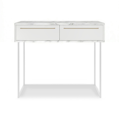 Туалетный столик консоль ROYAL 5211 эко (Мрамор Каррара-Белый-р.золото)