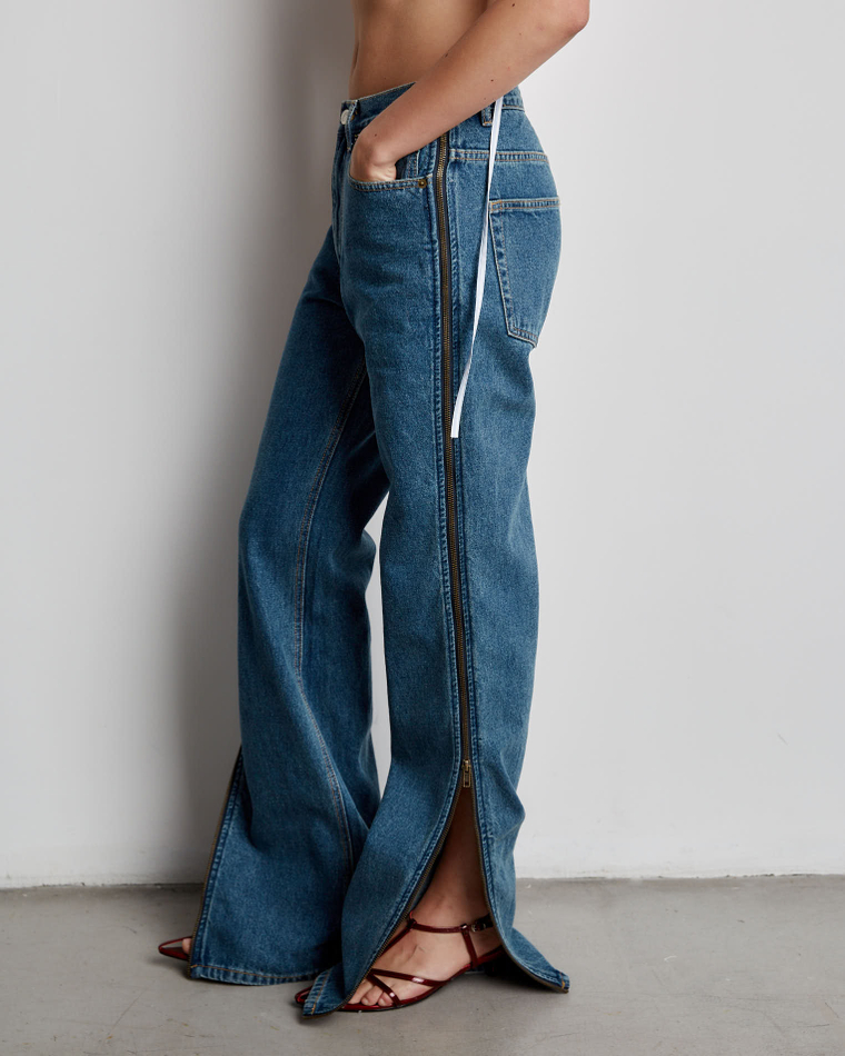 Джинсы на молнии синий