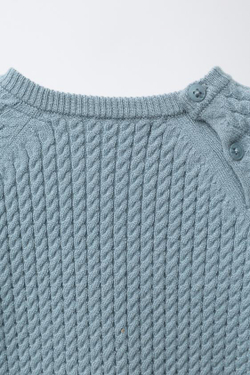 ZARA ВЯЗАНЫЙ ДЖЕМПЕР С УЗОРОМ «КОСЫ», ВЫЦВЕТШИЙ СИНИЙ