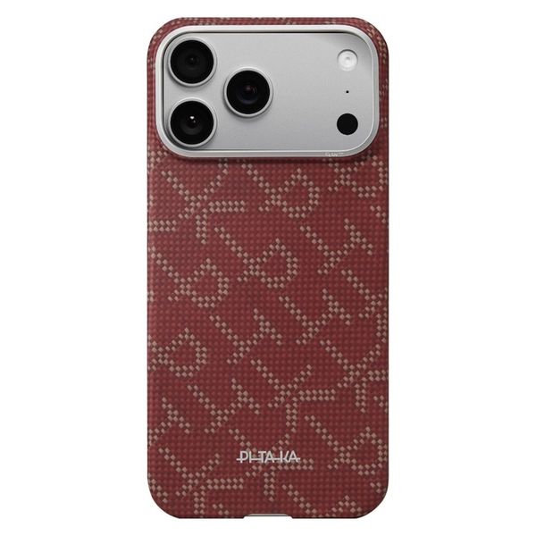 Чехол Pitaka Edge Case для iPhone 17 Pro Max, Красный монограм | Monogram Gold/Red