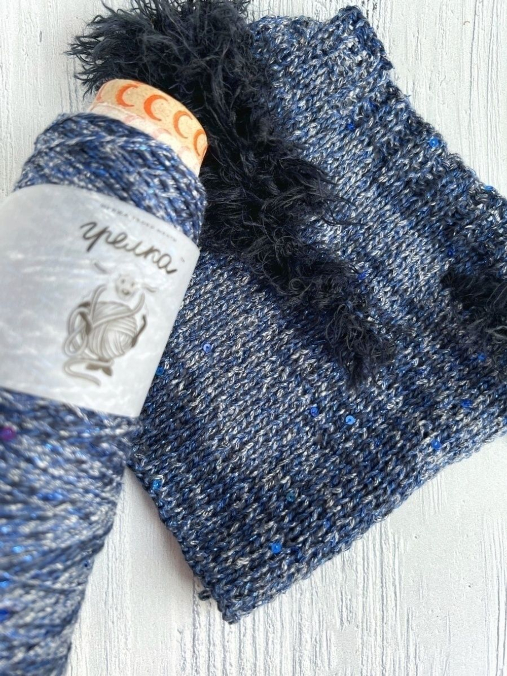 Пряжа бобинная для ручного и машинного вязания джинсовый хло