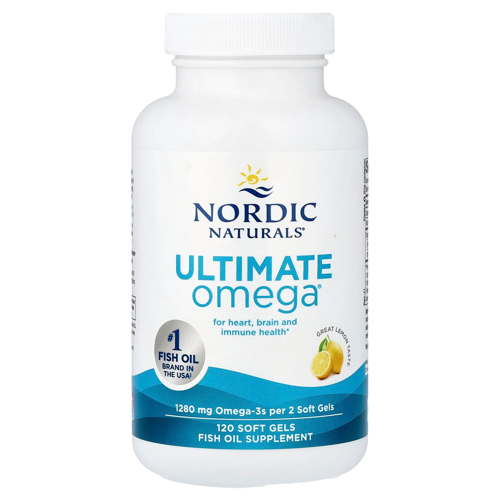 Nordic Naturals, Ultimate Omega®, омега-3 кислоты, со вкусом лимона, 120 капсул (640 мг в 1 капсуле)