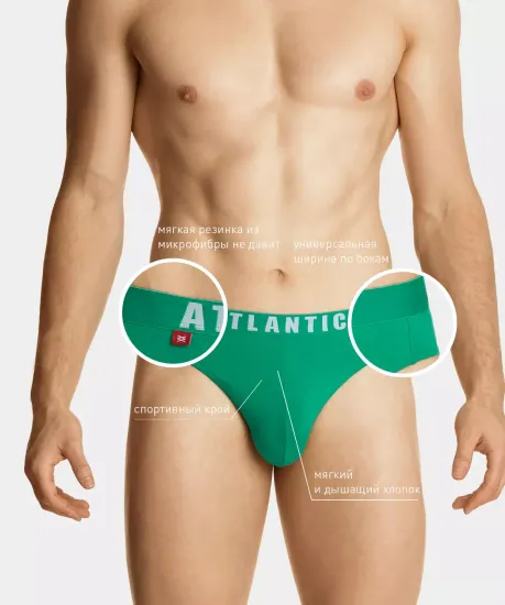 Трусы (5шт) мужские слипы спорт ATLANTIC, 5SMP-004, темно-синие + серо-голубые + зеленые + темно-голубые