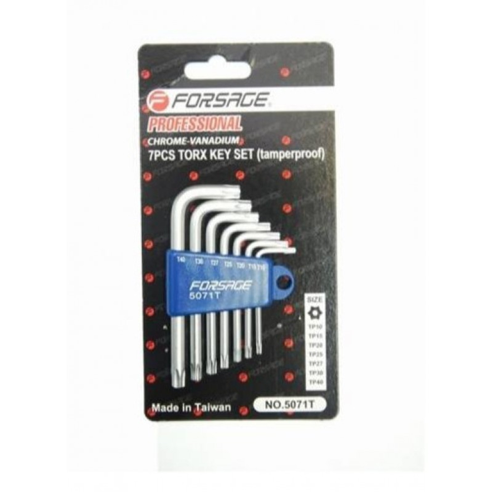Набор ключей TORX из 7 предметов (Т10H-Т40H с отверстием) Forsage 5071T