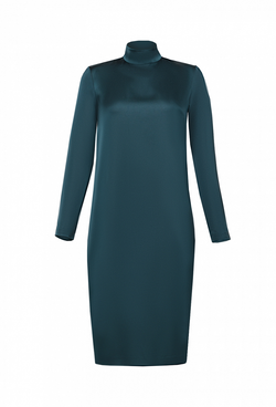 Шелковое прямое платье зелёное 06-03-21 FW