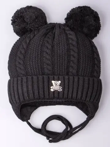 Шапка детская вязаная демисезонная на завязках