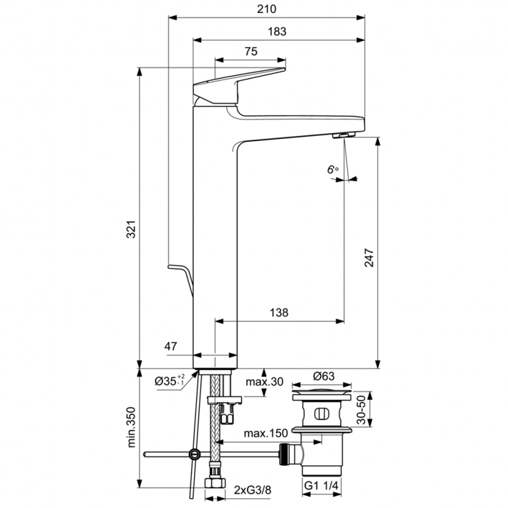 Смеситель для раковины Ideal Standard CERAPLAN BD277AA