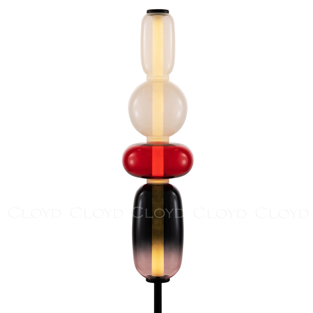 Торшер Cloyd SUPERNOVA-A F1 / выс. 130 см - 4 яруса - черный - красн. стекло (арт.40178)