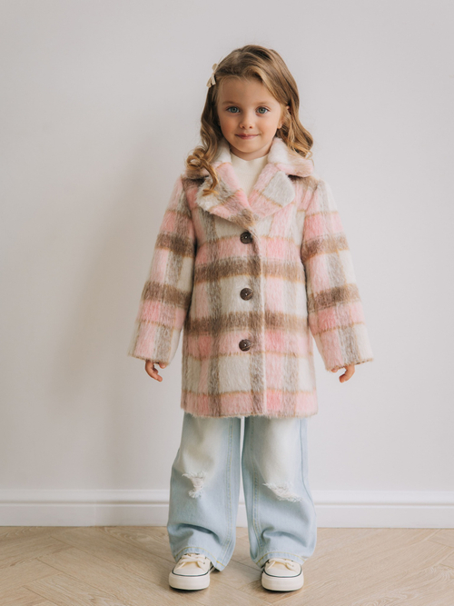 Пальто в клетку, Розовый