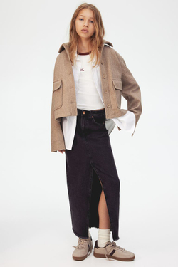 H&M Куртка-рубашка из фетра, бежевый