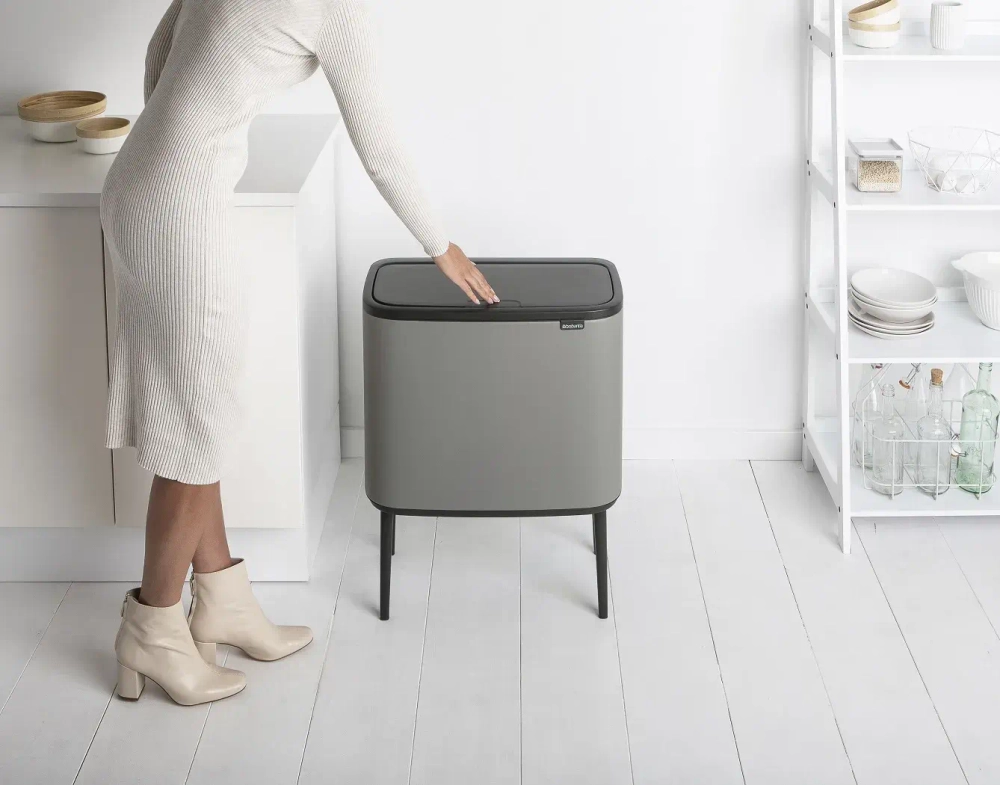 Brabantia Bo Touch 11+23л мусорный контейнер для минерального бетона серый