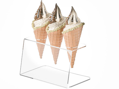 Подставка прозрачная наклонная для рожков и мороженого 3 ячейки, оргстекло