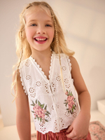 Блуза без рукавов с вышивкой для девочки Next AD6-051, Белый