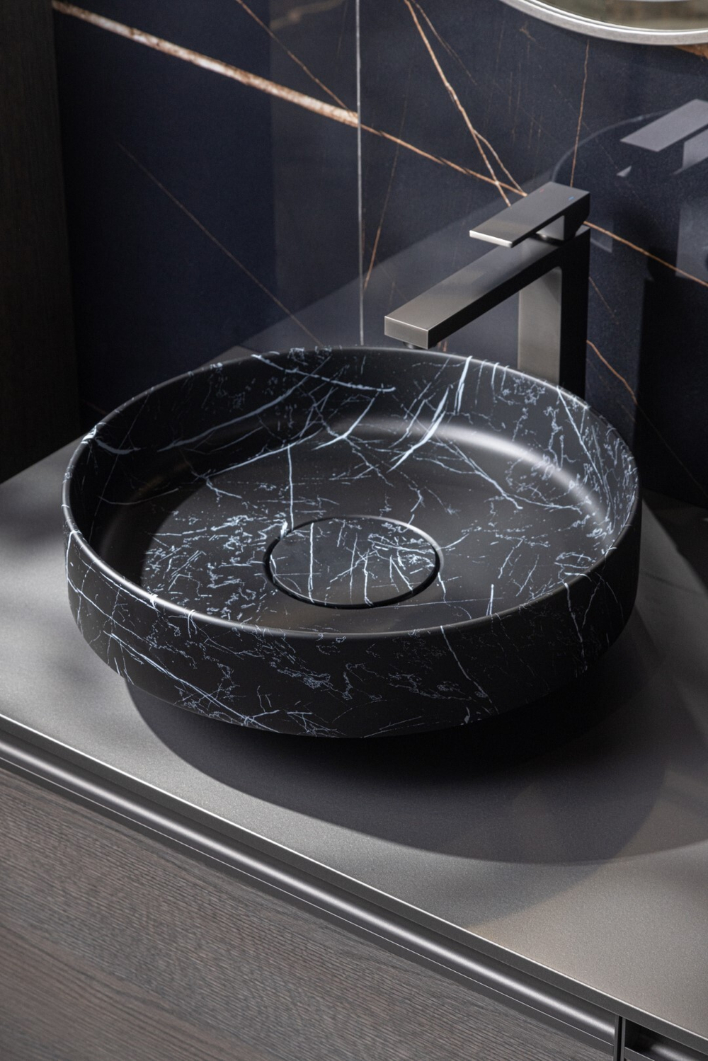 Boheme Раковина накладная Corian 400*130 Nero Marquina