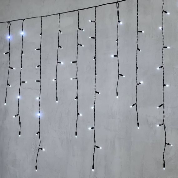 Светодиодная бахрома с колпачком 3,2*0,9 м., 180 холодных белых LED ламп, черный провод ПВХ, IP65, LTC (PIL180CAP-11-2W)