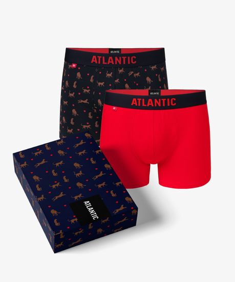 Трусы мужские боксеры (2шт), Atlantic 2GMH-005, темно-синие + красные