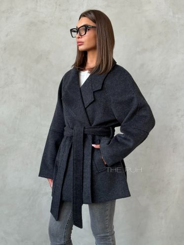 Графитовое шерстяное пальто с утепленным жилетом