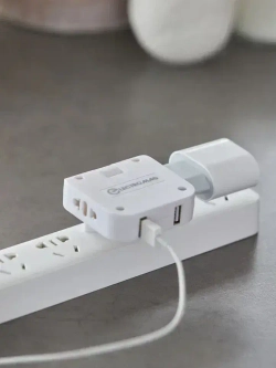 Тройник для розетки плоский с usb 2,0 усиленный поворотный разветвитель электрический на 16А