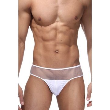 Мужские трусы тонги белые с прозрачным поясом LaBlinque LB15107
