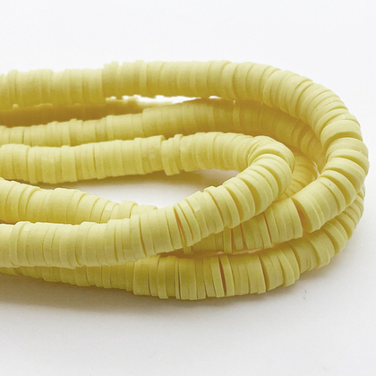 Бусина-диск, цвет светло-желтый, размер 6 мм, цена за нить 40 см