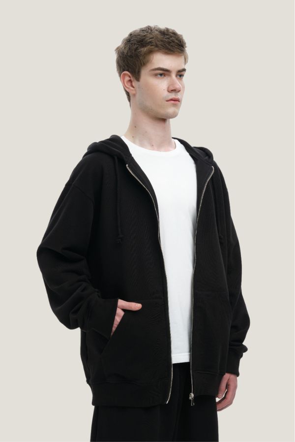 Худи на молнии Оверсайз черный - фото 4