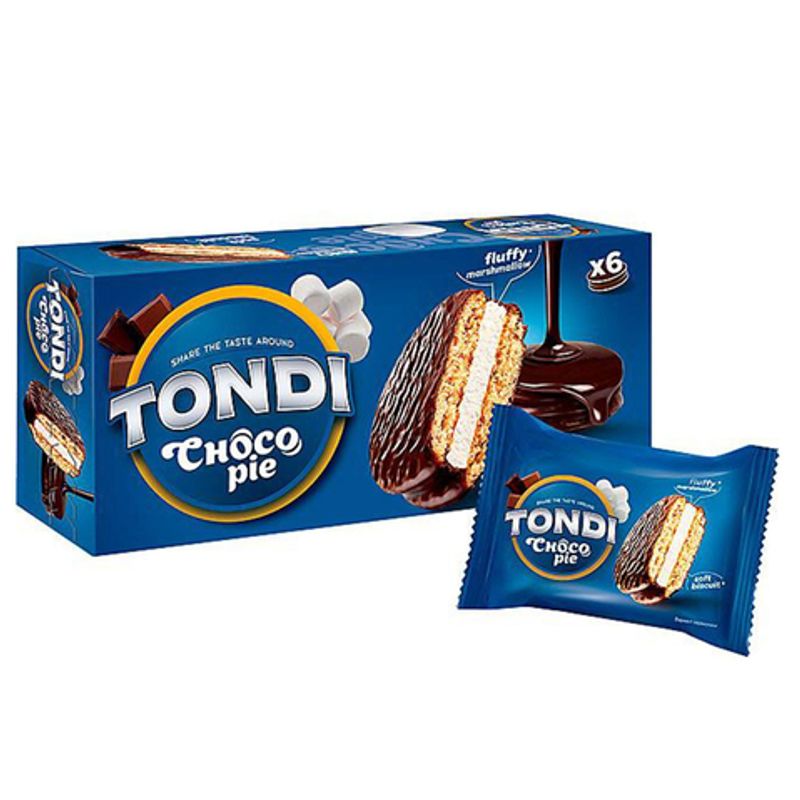 Пирожное Яшкино Tondi Choco Pie печенье в шоколаде клубничный вкус 30 гр/шт 6 шт/кор