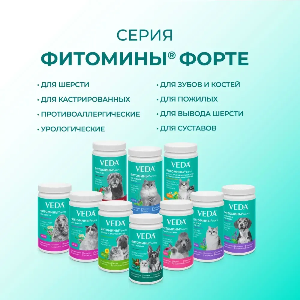 Комплекс Фитомины Форте для защиты печени собакам и кошкам на основе растительных, минеральных и биоактивных веществ, 200 таблеток Комплекс Фитомины Форте для защиты печени собакам и кошкам на основе растительных, минеральных и биоактивных веществ, 200 таблеток