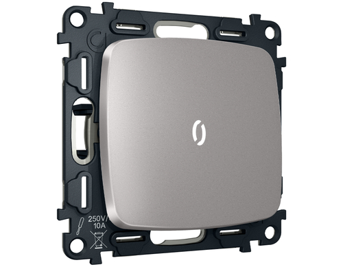 MO502015 Комплект механизма 1-кл выключателя с подсветкой 5600K OMEGA Сталь матовый QUANT (OP5020, VM101, G14W)