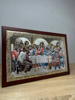 Тайная Вечеря, икона прямоугольная с рамкой, лик открыт, красное дерево, эмаль 245х380