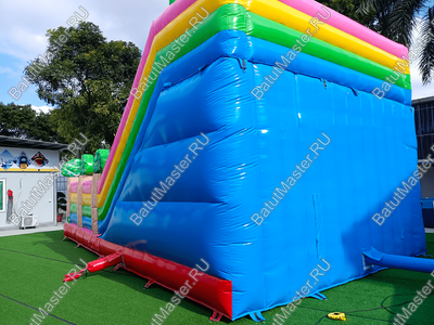 Коммерческий надувной батут "Мишки и дети", 10*6*6,5 м, с горкой 3,5 м