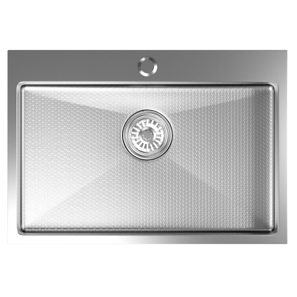 Мойка настол.монтаж 65х45 (3,0) вып 3 1/2  MIXLINE PRO 22см с сифоном (сатин НАНО декор)