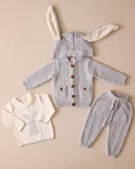 Зимний костюм-тройка Leoking с зайкой Голубой