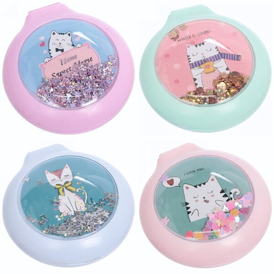 Расческа массажная складная с зеркалом, круглая «Monaco - Cat Mat», микс 4 цвета, 7 см (коробка PVC)