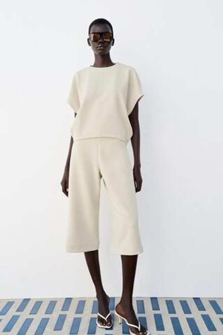 ZARA ШИРОКИЕ ШОРТЫ, ЭКРЮ
