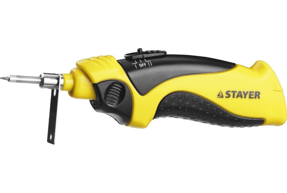 STAYER PROTerm, 8 Вт, 3 АА, высокотемпературное жало, беспроводной паяльник, Professional (55409)