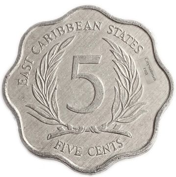 5 центов 1981-2000 Восточные Карибы