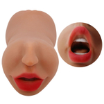 Темно-бежевый двусторонний мастурбатор Zoey - ротик и вагина (Цвет: карамель (темно-бежевый))