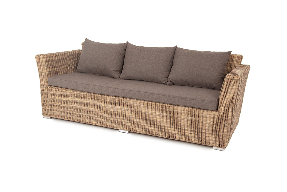 "Капучино" диван из искусственного ротанга трехместный, цвет соломенный