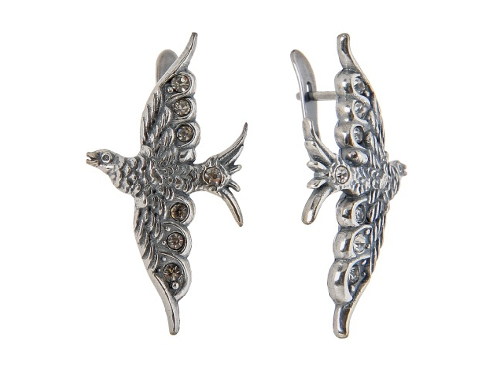 "Певчая" серьги в серебряном покрытии из коллекции "Волшебная сказка" от Jenavi  с английским замком