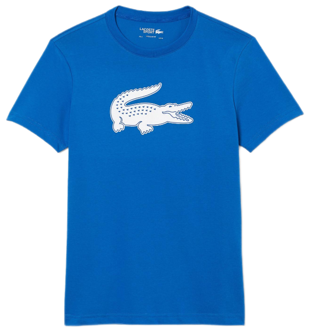 Футболка мужская теннисная Lacoste SPORT 3D Print Crocodile Breathable Jersey T-shirt - blue/white