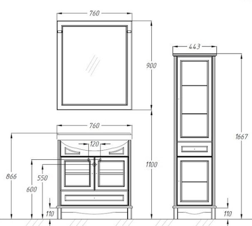 Зеркало Opadiris Омега 75 слоновая кость
