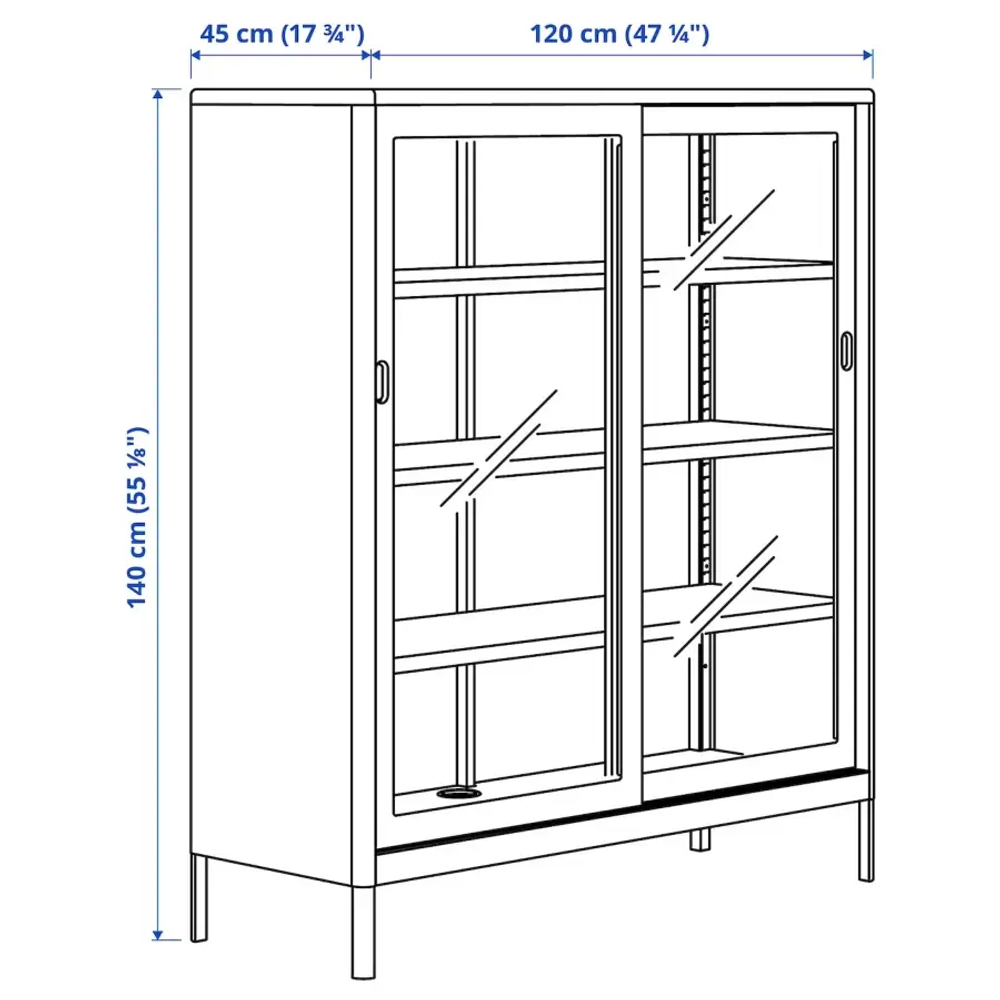 Офисный шкаф - IKEA IDÅSEN/IDASEN, темно-серый, 120х45х140 см, ИДОСЕН ИКЕА
