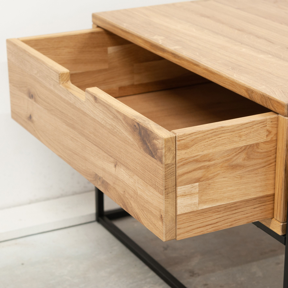 Журнальный столик 65х65х45, G+K, с ящиком для вещей, кофейный стол, массив дикого дуба, в стиле лофт, Makosa