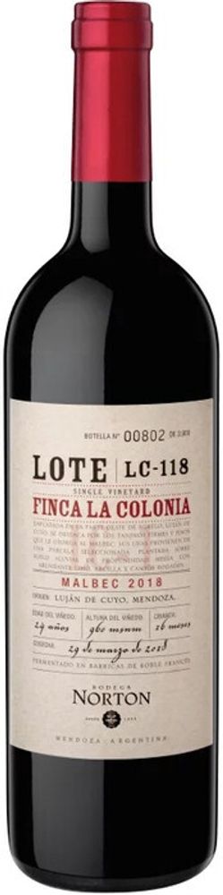 Вино Norton Lote Finca La Colonia LC-118, 0,75 л.