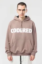 Худи Codered Base Hoodie Wide Summer Logo R Бежевый Темный/Белый принт CODERED