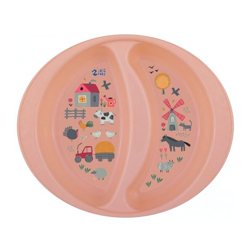 Детская тарелка двухсекционная Lalababy Learn Me карамельный