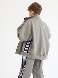 Кофта с лампасом на замке, олива