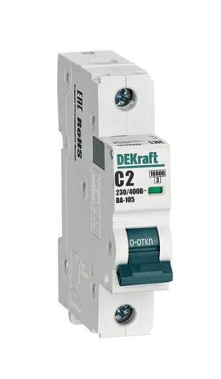 Выключатель автоматический модульный 1п C 2А 10кА ВА-105 DEKraft 13149DEK